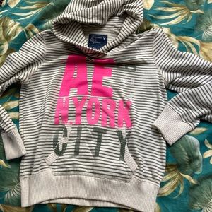 American Eagle Outfitters Striped Hoodie with Pink and Green Accents